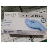 10 Boxes of AMMEX Blue Nitrile Disposable Exam Gloves - 3 Mil - Large - 100/Box