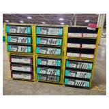 Industrial Hardware Storage Bin Unit with Springs, Computer Grommets, Hinges and Latches