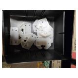 Industrial Hardware Storage Bin Unit with Springs, Computer Grommets, Hinges and Latches