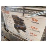 Unused Gas Powered Air Compressor: Arteer, 15hp, 175psi working pressure, 1 cylinder, 420cc engine
