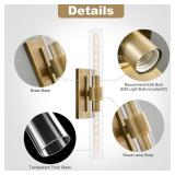 Hemali 23" Brass Wall Sconce with Clear Glass Shade - Rust-Resistant Vintage Light, E26 Indoor Sconce, Decorative Lighting for Bathroom Living Room Stairway Fireplace Bedroom (Bronze)