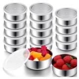 Yiyiring 16Pack 9 oz Stainless Steel Container Stainless Steel Snack Containers with Lids Metal Food Storage Containers Leak Proof Metal Lunch Box