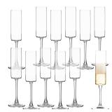 UMEIED Champagne Flutes, 6oz Edge Champagne Glasses Set of 12 with Long Stem - Sparkling Wine Glasses & Elegant Gift for Home, Wedding, Anniversary, Party, Birthday, Clear