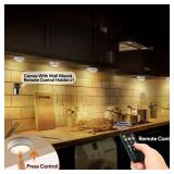 TECOMLIGHT Puck Lights with Remote Control, Battery Operated Wireless Under Cabinet Lighting, Stick on Tap Push Lights for Kitchen, Shelf, 6 Pack - White