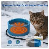 Heated Water Bowl for Dog Cat, Outdoor Warming Animals Bowl with Chew Resistant Power Cord, Waterproof Heat Pet Bowl Smart Uniform Heating in Winter Antifreeze for Chicken Duck,108 fl oz