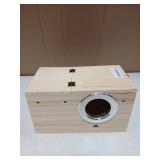 CooShou Parakeet Nesting Box Cockatiel Nesting Natural Pine Bird Nest Bird Breeding Box House Acrylic Transparent Bird Box with Detachable Wooden Board for Lovebirds Cockatiel Budgie Conure Parrot L