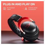 HyperX Cloud II - Gaming Headset, 7.1 Surround Sound, Memory Foam Ear Pads, Durable Aluminum Frame, Detachable Microphone, Works with PC, PS5, PS4, Xbox Series X|S, Xbox One Red