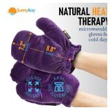 SunnyBay Microwavable Heated Hand Warmer Gloves for Women and Men, Weighted Arthritis Gloves for Women for Pain, Stay-on Wrist Elastic and Bulk-Free Grip for Maximum Functionality, Pair(Small)