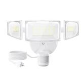 Olafus 50W Motion Sensor Outdoor Light Plug in, Motion Flood Light Dusk to Dawn, 5000LM LED Security Light IP65 Waterproof, Motion Activated 6500K PIR Sensor Lighting for Garage Yard Patio Eave, White