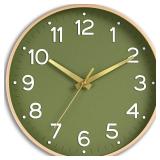 Roymnie Wall Clock 14 Inch Silent Green Wall Clocks Battery Operated- Modern Non Ticking Analog Clock Decorative for Living Room Bedroom Office Kitchen(Gold)