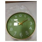Roymnie Wall Clock 14 Inch Silent Green Wall Clocks Battery Operated- Modern Non Ticking Analog Clock Decorative for Living Room Bedroom Office Kitchen(Gold)
