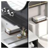 Wican Guest Towel Holder Tray for Bathroom, Oak and Iron Napkins Holder for Powder Room Dinning Table Wooden Basket for Disposable Paper Hand Towels Black & Walnut