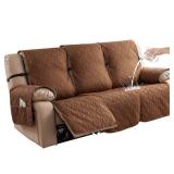 Genina Waterproof Recliner Cover - Non-Slip, Washable, Protects 3-Seater Couch from Pets & Kids (Brown, Recliner Sofa)