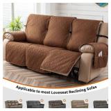 Genina Waterproof Recliner Cover - Non-Slip, Washable, Protects 3-Seater Couch from Pets & Kids (Brown, Recliner Sofa)