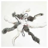 Caticalife Real Rabbit Fur Mouse Cat Toy - 5 Pack with Crinkle Sound, Rattle & Rope, Extra-Wide Durable Tail, Interactive Hunting Toys for Indoor Cats (No Catnip)