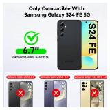 LeYi for Galaxy S24-FE Case: Tempered Glass Screen Protector 2 Pcs,Full Camera Lens Protection, Love Heart Plating Luxury Shockproof Phone Case Funda para Samsung S24FE 5G, Pink