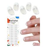 Wahrshei Gel Nail Strips No UV, Classic French, UV Free, Long Lasting Gel Stickers - Contains 19 Wraps, 1 Prep Pad, 1 File