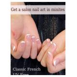 Wahrshei Gel Nail Strips No UV, Classic French, UV Free, Long Lasting Gel Stickers - Contains 19 Wraps, 1 Prep Pad, 1 File