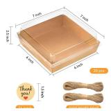 Kucoele 7 x 7 Inches Charcuterie Boxes with Clear Lids, 14 Pack Disposable Large Paper Charcuterie Boxes, To Go Food Containers for Charcuterie, Sandwiches, Cookies, Cake Slices, Strawberries (Brown)
