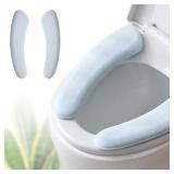 Thick and Elastic Toilet Seat Cover Washable & Reusable with Double-Sided Hook and Loop Fastener for Easy Attachment Cushioned Mat with Thick Sponge for Extra Comfort (Blue)