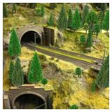 32PCS Model Trees Mixed Miniature Trees Model Tree Train Trees Railroad Scenery Diorama Tree Architecture Trees Fake Trees for Building Model DIY Crafts Diorama Scenery Landscape, Natural Green