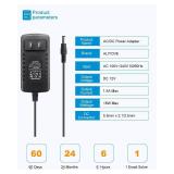 ALITOVE 12V 1.5A Power Supply 18W AC Adapter 100-240V 50-60Hz to DC 12 Volt 1500mA 1A Transformer DC 12V Power Cord 4.92ft with 5.5 x 2.5mm Barrel for LED Lights CCTV Camera Router