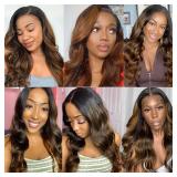 Ombre Brown Human Hair Bundles P1B30 Body Wave Bundles 2 Tone Black and Light Brown Bundle 22 24 26 Inch Niegmeag Hair Peruvian Grade 8A Virgin Hair Extensions 300g