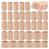 Blulu 36 Pieces Toe Tubes 0.98 Inches Cushion Tube Corn Pads for Toes Sleeves Soft Gel Protectors for Cushions Corns Blisters Calluses 3 Size (Brown)