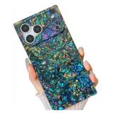KERZZIL Elegent Pearl Abalone Pattern Compatible with iPhone Case, Slim Soft Rectangle Edge TPU Silicone Protective Bumper Cases Cover(Black Pearl,17 Pro Max)
