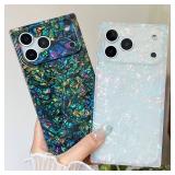 KERZZIL Elegent Pearl Abalone Pattern Compatible with iPhone Case, Slim Soft Rectangle Edge TPU Silicone Protective Bumper Cases Cover(Black Pearl,17 Pro Max)