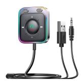 JOYROOM Bluetooth 5.4 AUX Car Adapter[2026 Upgrade] [Stronger Dual Mics& Noise Cancellation] [Multifunction Button& Plug-and-Play] Bluetooth Receiver for Car Music/Hands-Free Calls/Stereo Audio, Black