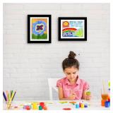 Americanflat - 2 Pack - Kids Artwork Frame Changeable (Black) - Magnetic Door Holds 100 Art Pieces - 8.5x11 Letter Size Display with Mat or 10x12.5 Without Mat - My Mini Masterpiece
