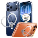 TORRAS 360 Magnetic Stand for iPhone 17 Pro Max Case, Fit for MagSafe, Non-Yellowing Clear Case for iPhone 17 Pro Max Phone Case with Kickstand & Camera Control, Hard PC Protection, Q3 Spin