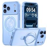MOCCA Design for iPhone 17 Pro Max Case, Compatible with Magsafe [Premium Invisible Magnetic Ring Stand] [Military Drop Protection] Full Camera Guard Translucent Matte Slim Phone Cover,Light Blue