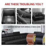 MILEQEE Leather Repair Patch, Repairing Sofas,3x197in, Couches, Clothes Repair Anti Scratch Waterproof Black, Self-Adhesive Leather Tape with Fabric Mesh Car Seats, First Aid Patch for Jackets