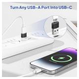 Elebase USB to USB C Adapter for iPhone 17 4Pack,USBC Female to A Male Car Charger Adapter,Type C Converter Apple 16 Pro Max 15 14 Plus,iWatch Watch 11 10 Se Ultra 3,iPad Air,Samsung Galaxy S25,Black