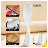 FireKylin Silicone Standing Rice Spatula with Non-Stick Paddle, Heat Resistant Rice Cooker Spoon, Serving Spoon for Grains (White)