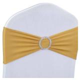 Babenest Spandex Chair Sashes Bows 50PCS Premium Stretch Chair Cover Band with Buckle Slider Universal Elastic Chair Ties for Wedding Party Easter Ceremony Reception Banquet Decoration (Gold)