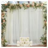 Ivory Tulle Backdrop Curtain for Parites, Sheer Backdrop Curtains for Wedding Baby Shower Birthday Party Photo Shoot Decorations 10 ft by 10 ft