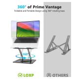 LOXP Adjustable Laptop Stand, Computer Stand with 360 Rotating Base, Ergonomic Laptop Riser Mount for Desk Foldable Protable Computer Desk Fits with MacBook Pro Air (10-16") - Black