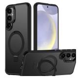 Mondelete for Samsung Galaxy S24 Plus Case, Magnetic Adjustable Ring Stand [Fit for Magsafe], [Military-Grade Shockproof Protection] Phone Case with Kickstand&Ring Holder (Black)