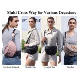 Eslcorri Crossbody Bags for Women - Fashion Sling Purse Shoulder Bag Fanny Pack Leather Causal Chest Bum Bag with Adjustable Wide Strap for Workout Traveling Running Shopping - Apricot