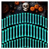 TORINALITAL 120Pcs Halloween Mini Bones, Miniature Glow Decorations, Artificial Plastic Skeleton for Gatherings Decoration Caveman Theme Costume Supplies