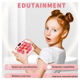 Intoypad Pop Game Light Up Fidget Toy for Kids, 6 Modes LED Screen Quick Push Controller Electric Fidget Popper Bubble Game Car Games Travel Activities Birthday Toys for Girls Pink