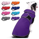 MIGOHI Reflective Dog Coat, Waterproof Winter Jacket, Fleece Lined, Small, Purple