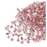 Uxcell 20g Crushed Glass Chips, 2-4mm Irregular Metallic Chunky Glitter Glass for Craft DIY Jewelry Vase Filler Epoxy Resin Decoration Pink