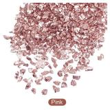Uxcell 20g Crushed Glass Chips, 2-4mm Irregular Metallic Chunky Glitter Glass for Craft DIY Jewelry Vase Filler Epoxy Resin Decoration Pink