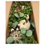 CIR OASES Pumpkin Potted Artificial Eucalyptus Plants with Pine Cones Centerpiece Table Decor, Farmhouse Flower Pots Greenery Home Decoration for Coffee Table Dining Room Office Kitchen