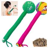 OnVisit 2PCS Long Size Manual Lymphatic Drainage Massage Hammer for Body, Back Massage Hammer Taichi,Wormwood Massage Hammer Sticks Muscle Relaxation 2PCS (Red/Green)