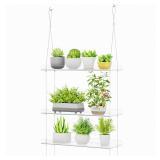 Lifewit 3-Tier Window Plant Shelves 15 inch, Acrylic Adjustable Hanging Floating Shelf, Window Sill Extender for Indoor Succulent Plants, Micro Greens, Seed Starter Pots, Herb Planters